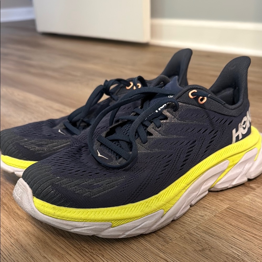 HOKA Navy and Yellow Athletic Shoes